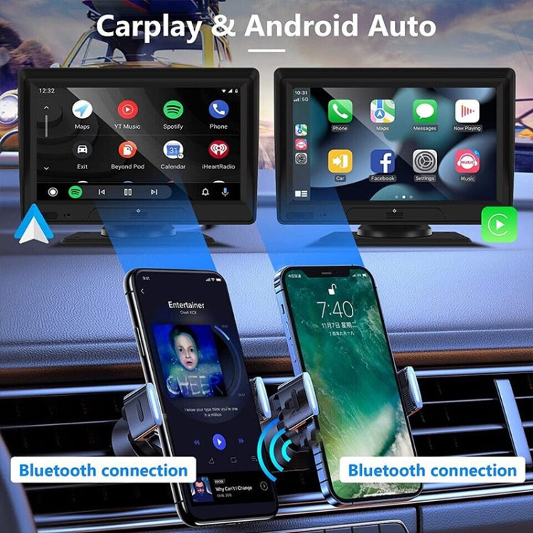 P702D 7 inch Portable Touch Display Wireless Car Navigator Dual-lens Smart Driving Recorder, P702D