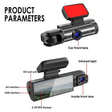 Load image into Gallery viewer, 3.16 inch 1080P HD Night Vision Front and Inside Dual Lenses Driving Recorder, Front and Inside Dual Lenses