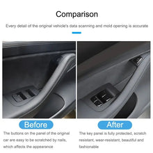 Load image into Gallery viewer, For Tesla Model 3 / Y 11pcs / Set Car Window Lift Button PU Adhesive Decorative Sticker, Window Lift Button Decorative Sticker