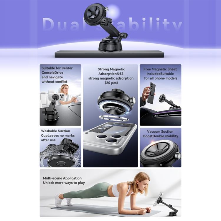 Yesido C284 2 in 1 Magnetic Car Vacuum Suction Cup Phone Holder, C284