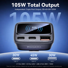 Load image into Gallery viewer, Yesido Y75 105W TFT Display Car Charger 3-Port 1 x USB-A &amp; 2 x USB-C Fast Charging Car Adapter