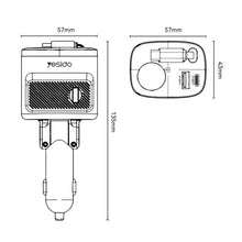 Load image into Gallery viewer, Yesido Y76 Cigarette Lighter Car Charger USB-A &amp; Type-C Fast Charging Adapter with 60cm Type-C Retractable Cable