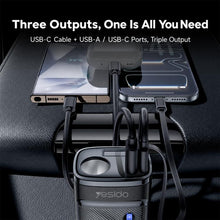 Load image into Gallery viewer, Yesido Y76 Cigarette Lighter Car Charger USB-A &amp; Type-C Fast Charging Adapter with 60cm Type-C Retractable Cable