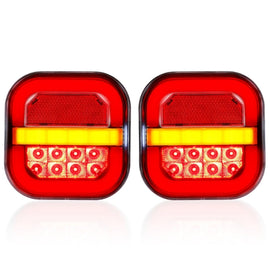 2pcs 12-24V 28LEDs Square Trailer Taillight, 12-24V
