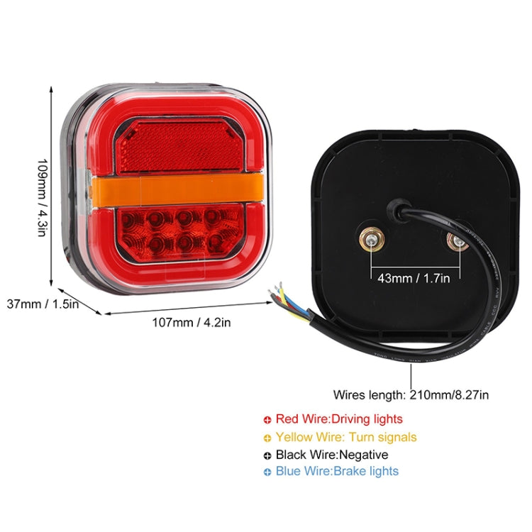 2pcs 12-24V 28LEDs Square Trailer Taillight, 12-24V