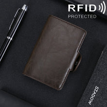 Load image into Gallery viewer, X-7 Antimagnetic RFID  Multi-functional Aluminum Crazy Horse Texture Leather Card Bag Wallet