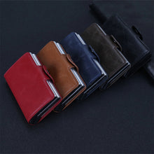Load image into Gallery viewer, X-7 Antimagnetic RFID  Multi-functional Aluminum Crazy Horse Texture Leather Card Bag Wallet