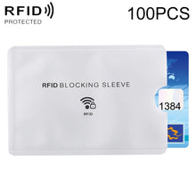 Load image into Gallery viewer, 100pcs Aluminum Foil Anti Theft RFID Blocking Sleeve Card Protector, Size: 9.1*6.3cm, RFID Blocking Sleeve 100pcs