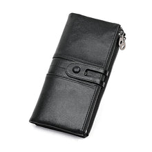 Load image into Gallery viewer, 3520 Long Cowhide Leather Folding Anti-magnetic RFID Wallet for Ladies, with Card Slots, 3520 Black, 3520 Coffee, 3520 Blue, 3520 Red, 3520 Yellowish-brown