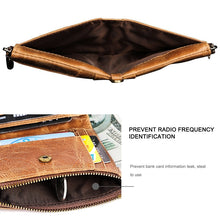 Load image into Gallery viewer, 3533 Long Crazy Horse Texture Cowhide Leather Folding Anti-magnetic RFID Wallet Clutch Bag for Men, with Card Slots, 3533 Black, 3533 Coffee, 3533 Blue, 3533 Red, 3533 Yellowish-brown