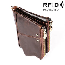 Load image into Gallery viewer, 3533 Long Crazy Horse Texture Cowhide Leather Folding Anti-magnetic RFID Wallet Clutch Bag for Men, with Card Slots, 3533 Black, 3533 Coffee, 3533 Blue, 3533 Red, 3533 Yellowish-brown
