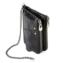 Load image into Gallery viewer, LT3533 Long Crazy Horse Texture Cowhide Leather Folding Anti-magnetic RFID Wallet Clutch Bag for Men, with Card Slots &amp; Shoulder Strap, LT3533 Black, LT3533 Coffee, LT3533 Blue, LT3533 Red, LT3533 Yellowish-brown