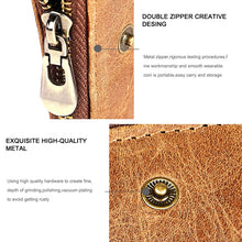 Load image into Gallery viewer, LT3533 Long Crazy Horse Texture Cowhide Leather Folding Anti-magnetic RFID Wallet Clutch Bag for Men, with Card Slots &amp; Shoulder Strap, LT3533 Black, LT3533 Coffee, LT3533 Blue, LT3533 Red, LT3533 Yellowish-brown