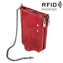 Load image into Gallery viewer, LT3533 Long Crazy Horse Texture Cowhide Leather Folding Anti-magnetic RFID Wallet Clutch Bag for Men, with Card Slots &amp; Shoulder Strap, LT3533 Black, LT3533 Coffee, LT3533 Blue, LT3533 Red, LT3533 Yellowish-brown