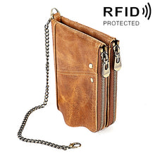 Load image into Gallery viewer, LT3533 Long Crazy Horse Texture Cowhide Leather Folding Anti-magnetic RFID Wallet Clutch Bag for Men, with Card Slots &amp; Shoulder Strap, LT3533 Black, LT3533 Coffee, LT3533 Blue, LT3533 Red, LT3533 Yellowish-brown