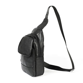 6023 Casual Litchi Texture Soft Face Full-grain Cowhide One Shoulder Crossbody Bag for Men, Black, Coffee, Red, Brown