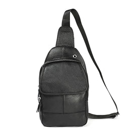 6023 Casual Litchi Texture Soft Face Full-grain Cowhide One Shoulder Crossbody Bag for Men, Black, Coffee, Red, Brown