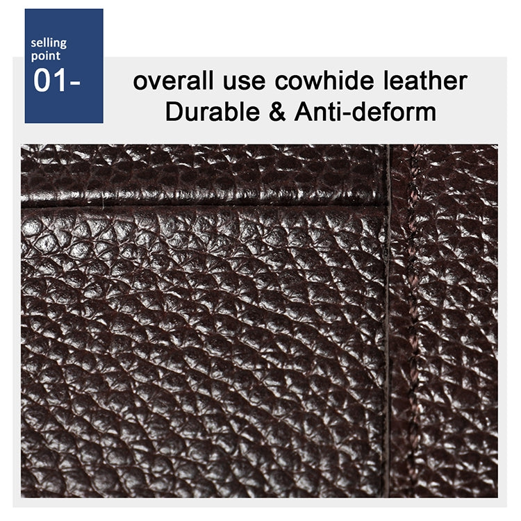 6023 Casual Litchi Texture Soft Face Full-grain Cowhide One Shoulder Crossbody Bag for Men, Black, Coffee, Red, Brown