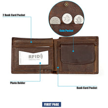 Load image into Gallery viewer, 8020 Horizontal Retro Crazy Horse Texture Leather Anti-magnetic RFID Wallet Clutch Bag for Men, with Card Slots, 8020 Black, 8020 Coffee, 8020 Yellowish-brown