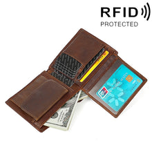 Load image into Gallery viewer, 8020 Horizontal Retro Crazy Horse Texture Leather Anti-magnetic RFID Wallet Clutch Bag for Men, with Card Slots, 8020 Black, 8020 Coffee, 8020 Yellowish-brown