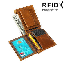 Load image into Gallery viewer, 8020 Horizontal Retro Crazy Horse Texture Leather Anti-magnetic RFID Wallet Clutch Bag for Men, with Card Slots, 8020 Black, 8020 Coffee, 8020 Yellowish-brown