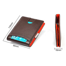 Load image into Gallery viewer, 9606 Cowhide Leather Anti-magnetic RFID Multiple Card Slots Wallet for Men, with Zipper Bag, 9606 Black, 9606 Coffee