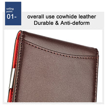 Load image into Gallery viewer, 9606 Cowhide Leather Anti-magnetic RFID Multiple Card Slots Wallet for Men, with Zipper Bag, 9606 Black, 9606 Coffee