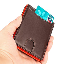Load image into Gallery viewer, 9606 Cowhide Leather Anti-magnetic RFID Multiple Card Slots Wallet for Men, with Zipper Bag, 9606 Black, 9606 Coffee