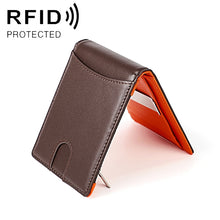 Load image into Gallery viewer, 9606 Cowhide Leather Anti-magnetic RFID Multiple Card Slots Wallet for Men, with Zipper Bag, 9606 Black, 9606 Coffee