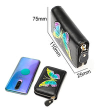 Load image into Gallery viewer, KB152 Butterfly Pattern Zipper Cowhide Leather Organ Shape Multiple Card Slots Anti-magnetic RFID Wallet for Ladies, KB152 Colour, KB152 Blue, KB152 Purple, KB152 Silver