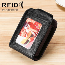 Load image into Gallery viewer, KB189 Vertical Cowhide Leather Organ Shape Multiple Card Slots Anti-magnetic RFID Wallet for Ladies, with Transparent Window, KB189 Purple, KB189 Rose Red, KB189 Sapphire Blue, KB189 Black, KB189 Coffee