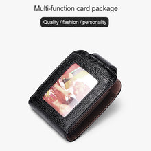 Load image into Gallery viewer, KB189 Vertical Cowhide Leather Organ Shape Multiple Card Slots Anti-magnetic RFID Wallet for Ladies, with Transparent Window, KB189 Purple, KB189 Rose Red, KB189 Sapphire Blue, KB189 Black, KB189 Coffee