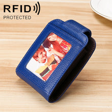 Load image into Gallery viewer, KB189 Vertical Cowhide Leather Organ Shape Multiple Card Slots Anti-magnetic RFID Wallet for Ladies, with Transparent Window, KB189 Purple, KB189 Rose Red, KB189 Sapphire Blue, KB189 Black, KB189 Coffee