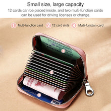 Load image into Gallery viewer, KB191 Zipper Cowhide Leather Organ Shape Multiple Card Slots Anti-magnetic RFID Wallet Clutch Bag for Ladies, KB191 Brown, KB191 Aqua Blue, KB191 Black, KB191 Dark Blue, KB191 Pink, KB191 Light Purple, KB191 Wine Red