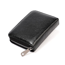 Load image into Gallery viewer, KB195 Zipper Cowhide Leather Double Row Organ Shape Multiple Card Slots Anti-magnetic RFID Wallet Clutch Bag for Ladies, KB195 Black, KB195 Coffee, KB195 Pink, KB195 Purple, KB195 Rose Red