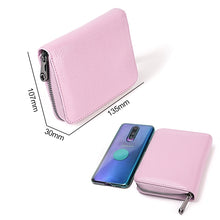 Load image into Gallery viewer, KB195 Zipper Cowhide Leather Double Row Organ Shape Multiple Card Slots Anti-magnetic RFID Wallet Clutch Bag for Ladies, KB195 Black, KB195 Coffee, KB195 Pink, KB195 Purple, KB195 Rose Red