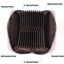Load image into Gallery viewer, KB195 Zipper Cowhide Leather Double Row Organ Shape Multiple Card Slots Anti-magnetic RFID Wallet Clutch Bag for Ladies, KB195 Black, KB195 Coffee, KB195 Pink, KB195 Purple, KB195 Rose Red