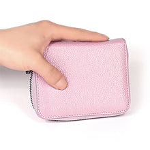 Load image into Gallery viewer, KB195 Zipper Cowhide Leather Double Row Organ Shape Multiple Card Slots Anti-magnetic RFID Wallet Clutch Bag for Ladies, KB195 Black, KB195 Coffee, KB195 Pink, KB195 Purple, KB195 Rose Red