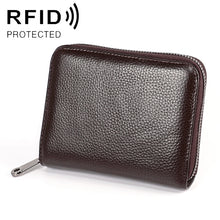 Load image into Gallery viewer, KB195 Zipper Cowhide Leather Double Row Organ Shape Multiple Card Slots Anti-magnetic RFID Wallet Clutch Bag for Ladies, KB195 Black, KB195 Coffee, KB195 Pink, KB195 Purple, KB195 Rose Red