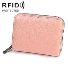 Load image into Gallery viewer, KB195 Zipper Cowhide Leather Double Row Organ Shape Multiple Card Slots Anti-magnetic RFID Wallet Clutch Bag for Ladies, KB195 Black, KB195 Coffee, KB195 Pink, KB195 Purple, KB195 Rose Red