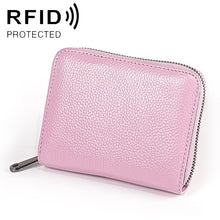 Load image into Gallery viewer, KB195 Zipper Cowhide Leather Double Row Organ Shape Multiple Card Slots Anti-magnetic RFID Wallet Clutch Bag for Ladies, KB195 Black, KB195 Coffee, KB195 Pink, KB195 Purple, KB195 Rose Red