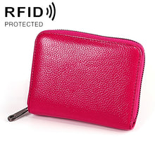 Load image into Gallery viewer, KB195 Zipper Cowhide Leather Double Row Organ Shape Multiple Card Slots Anti-magnetic RFID Wallet Clutch Bag for Ladies, KB195 Black, KB195 Coffee, KB195 Pink, KB195 Purple, KB195 Rose Red