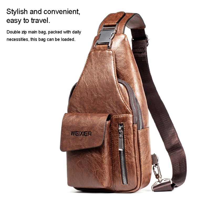 WEIXIER 9525 Men Leisure Style PU Leather Single Shoulder Crossbody Bag