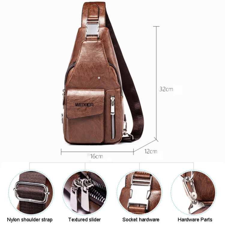 WEIXIER 9525 Men Leisure Style PU Leather Single Shoulder Crossbody Bag