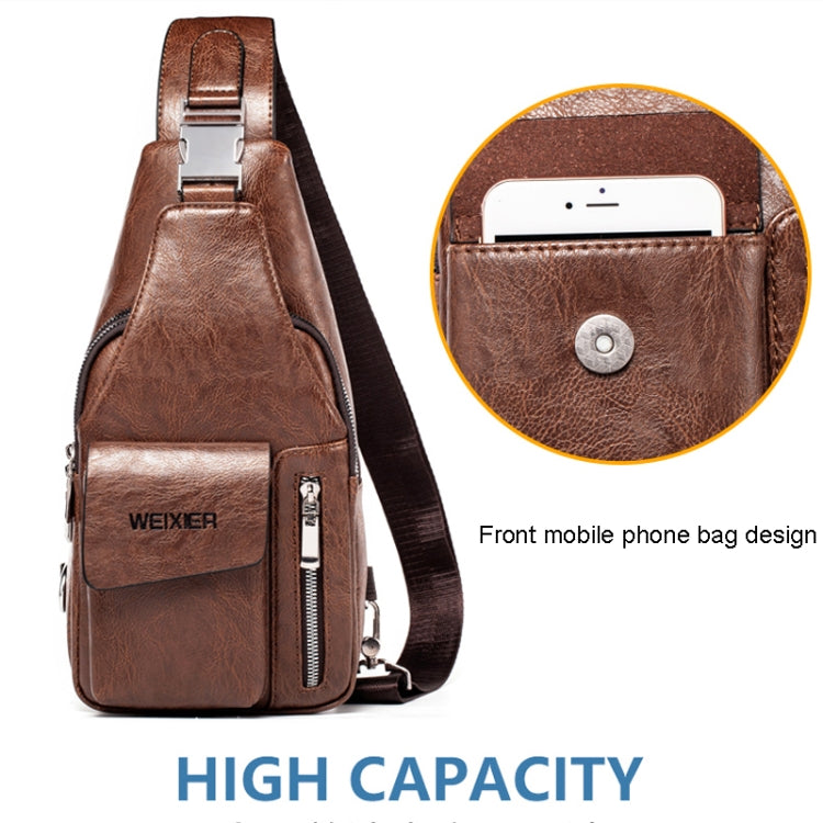WEIXIER 9525 Men Leisure Style PU Leather Single Shoulder Crossbody Bag