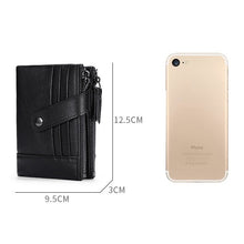 Load image into Gallery viewer, TP-196 Multi-functional Retro Cowhide Leather Multiple Card Slots Dual zipper RFID Wallet