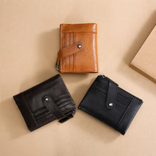 Load image into Gallery viewer, TP-196 Multi-functional Retro Cowhide Leather Multiple Card Slots Dual zipper RFID Wallet