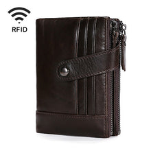 Load image into Gallery viewer, TP-196 Multi-functional Retro Cowhide Leather Multiple Card Slots Dual zipper RFID Wallet