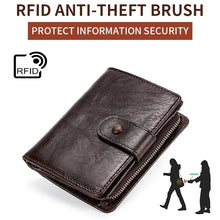 Load image into Gallery viewer, TP-201 Crazy Horse Leather Multi-functional Lather RFID Clasp Retro Wallet, TP-201