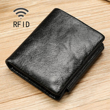 Load image into Gallery viewer, TP-191 Oil Wax Leather Multi-functional RFID Three-fold Wallet